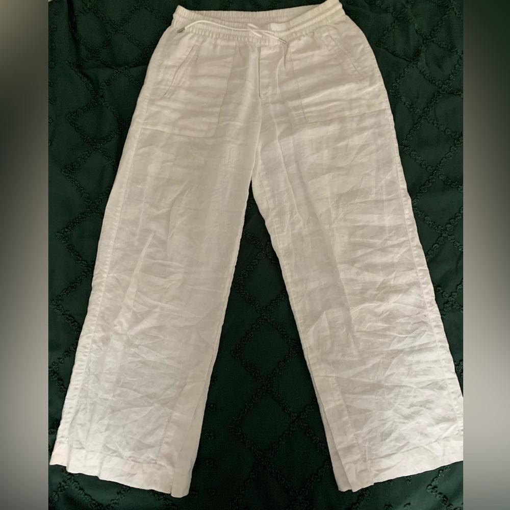 Athleta Retreat linen mid rise wide leg pant size 8